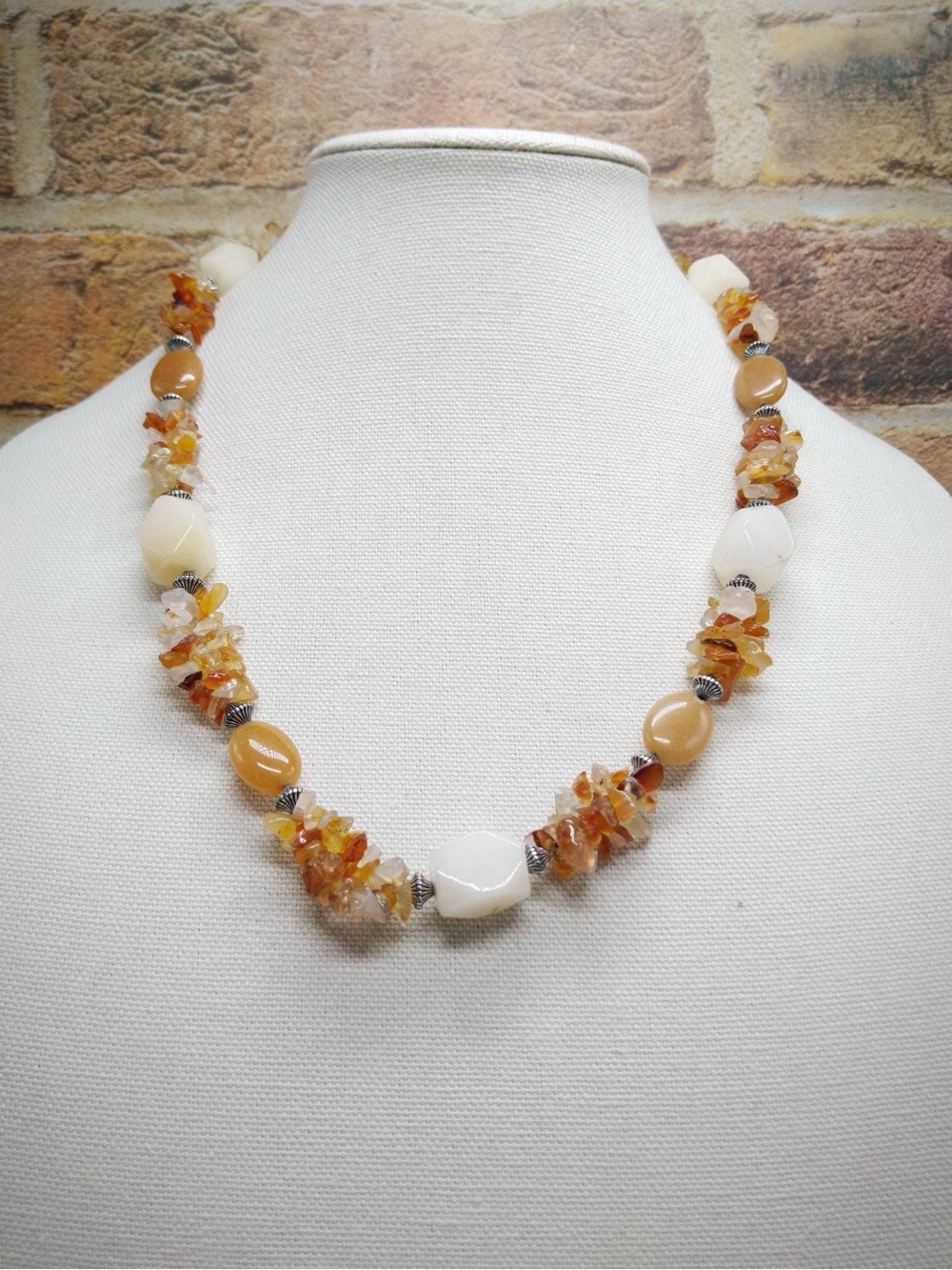 Genuine Carnelian Agate Chip Necklace Natural Stone Boho Beaded